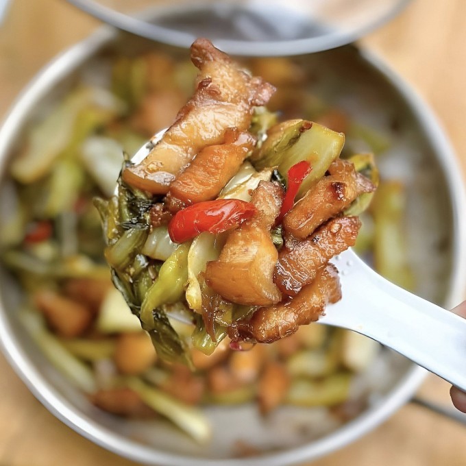 Món ba chỉ kho dưa thành phẩm