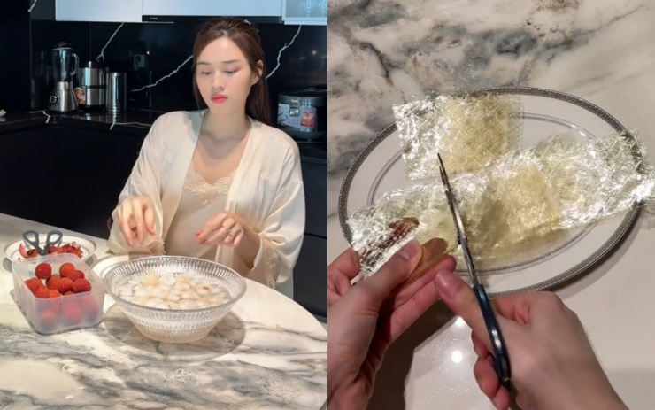 Tiếp theo là khâu ngâm gelatin, nếu bạn dùng gelatin lá thì ngâm trong nước lạnh khoảng 10 – 15 phút cho nở, sau đó vắt ráo.