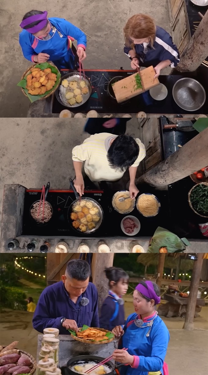 Món chả sắn xuất hiện trong chương trình 'Gia đình Haha'.