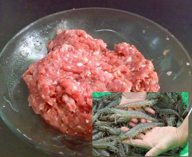 Tôm và thịt băm là nguyên liệu chính cho món ngon này