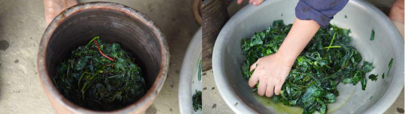 Cách muối rau sắn yêu cầu sự khéo léo trong từng bước. Ảnh: Lê Thị Thủy